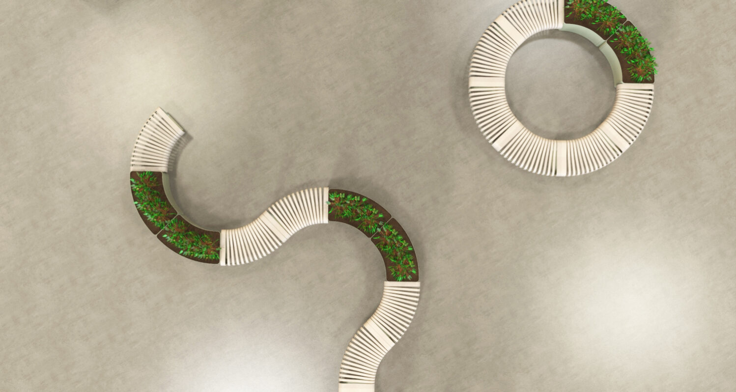 planter divider for public space