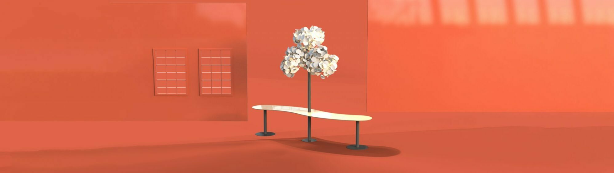 standing table with leaf lamp metal tree