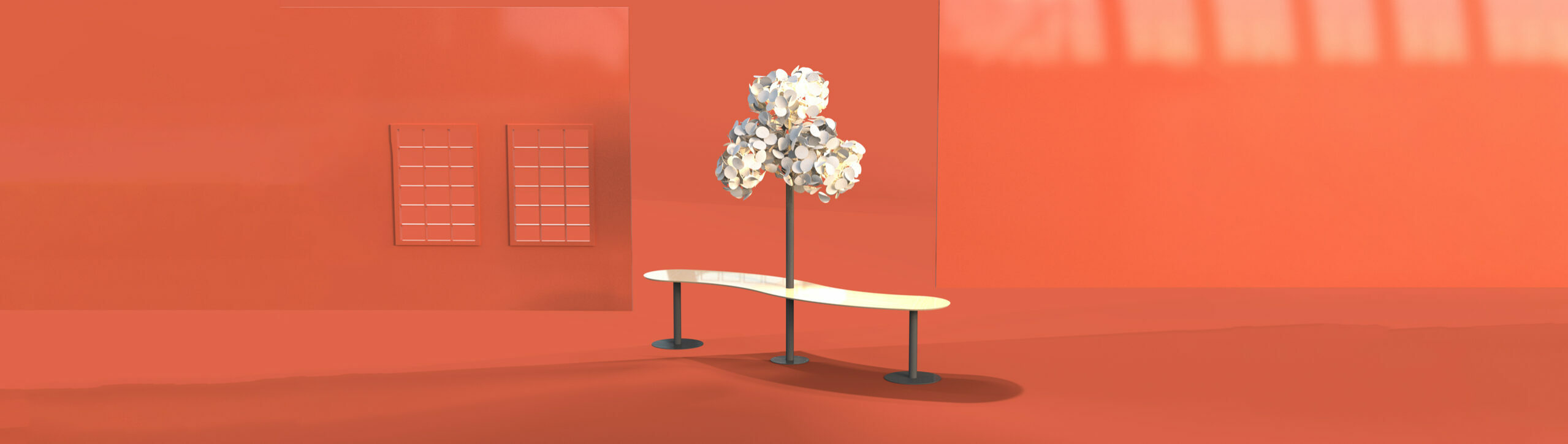 standing table with leaf lamp metal tree